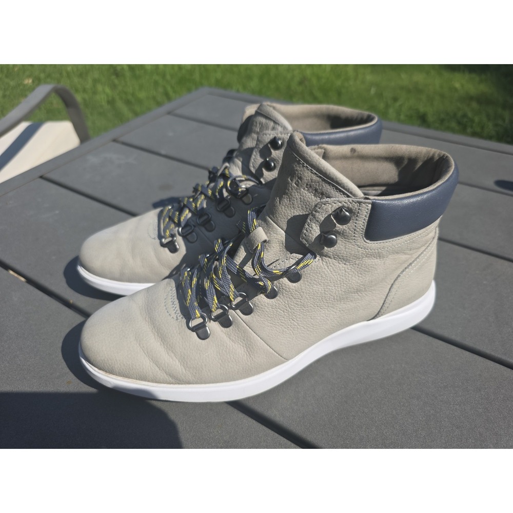 Cole Haan Mens 10 Gray Leather Grand Plus Essex High Top Hiker Boot